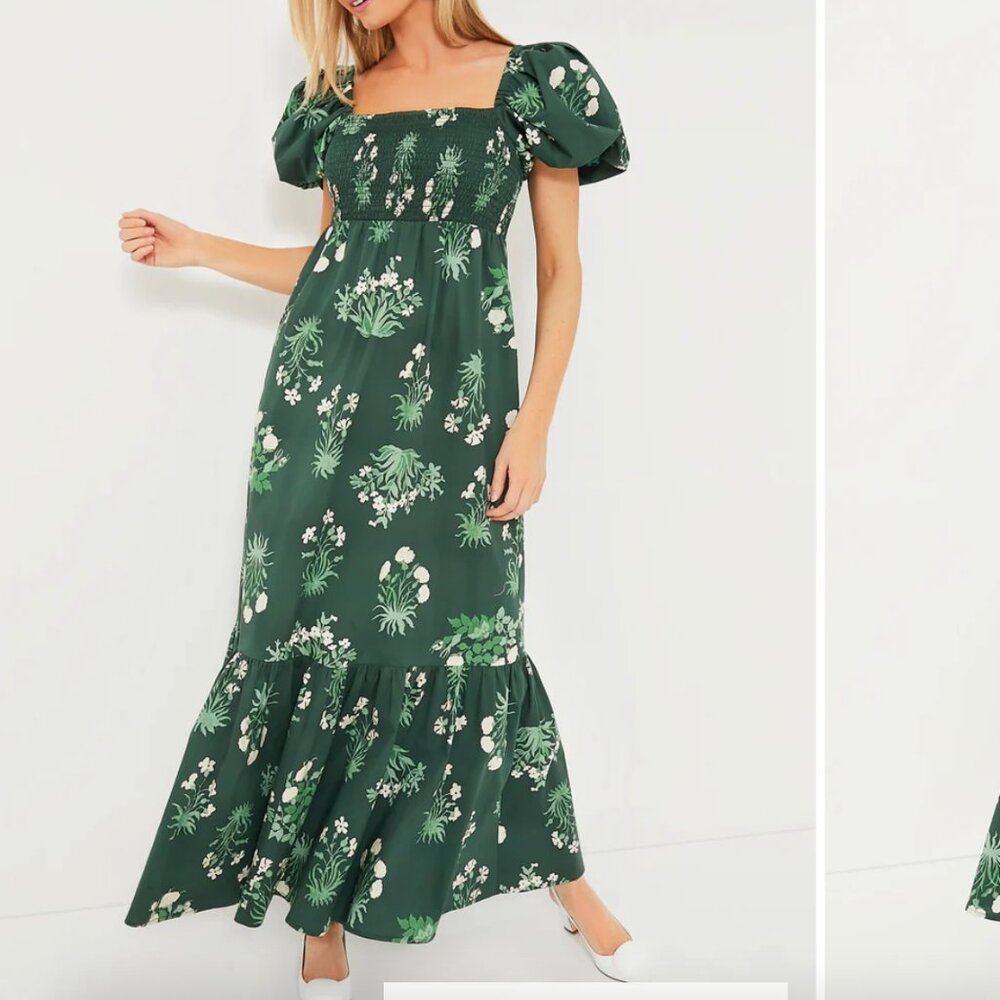 Tuckernuck Viridian Stamped Bouquets Gabrielle Dress